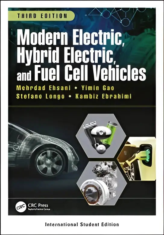 De boekomslag van modern electric, hybrid electric, and fuel cell vehicles toont de titel in witte letters op een donkere achtergrond