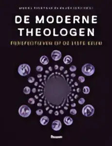 Boekcover van de moderne theologen door marcel poorthuis met donkerpaarse achtergrond en cirkelvormig patroon uitgegeven door koninklijke boom uitgevers