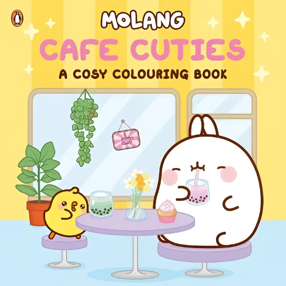 Pink patroon handtas hangend aan raam passend bij cosy colouring book molang cafe cuties thema
