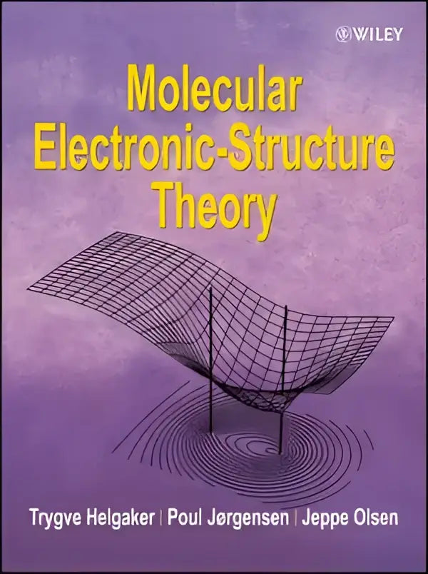 De boekcover van molecular electronic-structure theory toont een paarse achtergrond met gele titel en witte auteursnamen