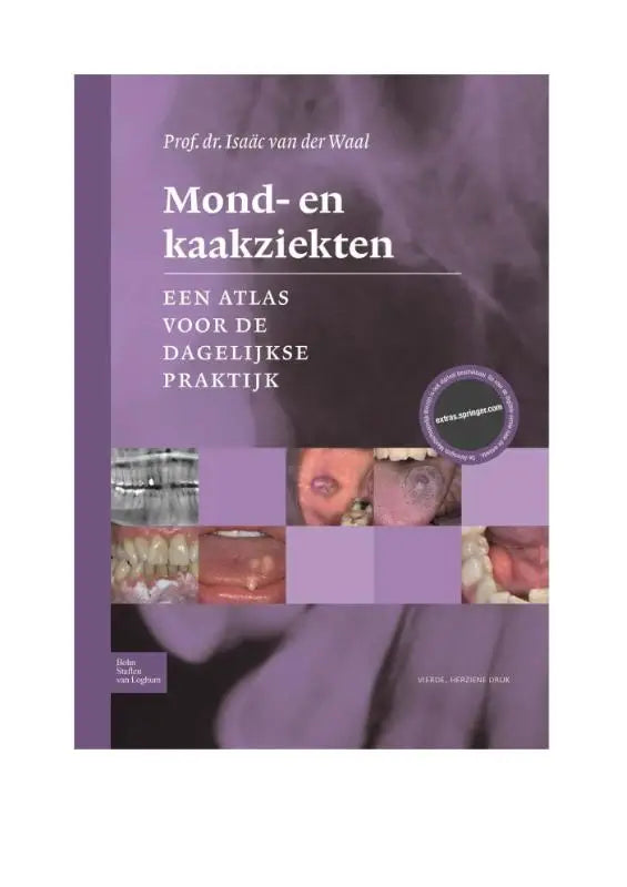 Paarse boekomslag van bsl media mond- en kaakziekten met tandheelkundige afbeeldingen en nederlandse tekst