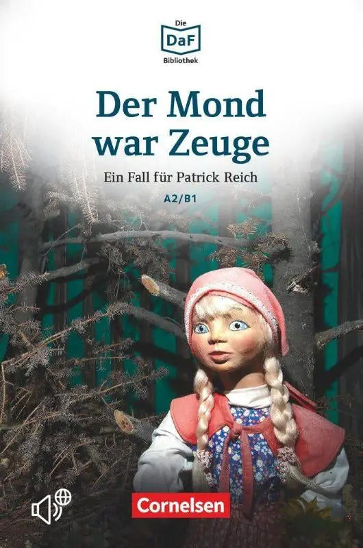 Een pop met blond gevlochten haar, roze hoofddoek en rood vest bij blauwe jurk uit mond war zeuge collectie