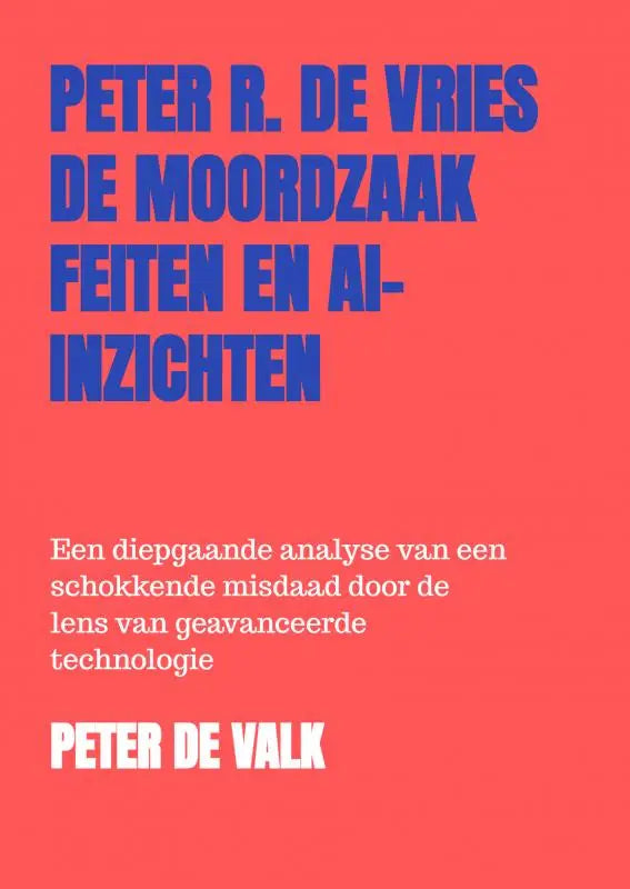 Vibrante koraal boekomslag van moordzaak peter met gedurfde blauwe titel en witte auteur voor diepgaande analyse schokkende misdaad