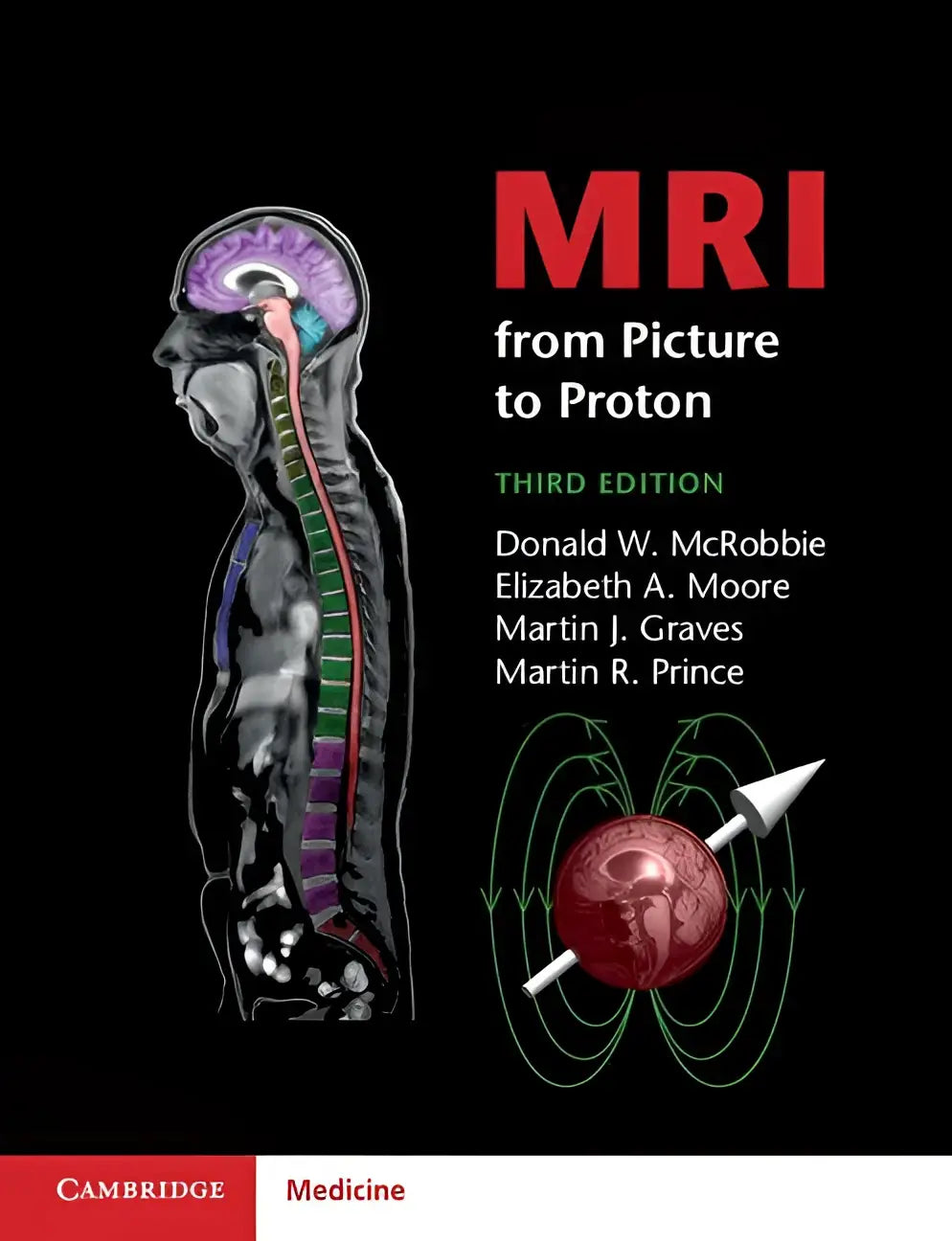 De omslag van de derde editie van het medische handboek mri from picture to proton met een anatomische illustratie in paars en groen