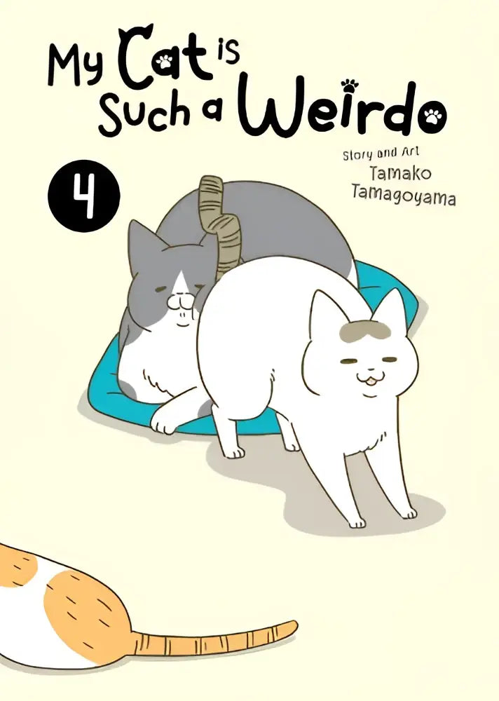 De cover van het manga volume my cat is such a weirdo 4 toont drie zachte, afgeronde katten met vriendelijke gezichten