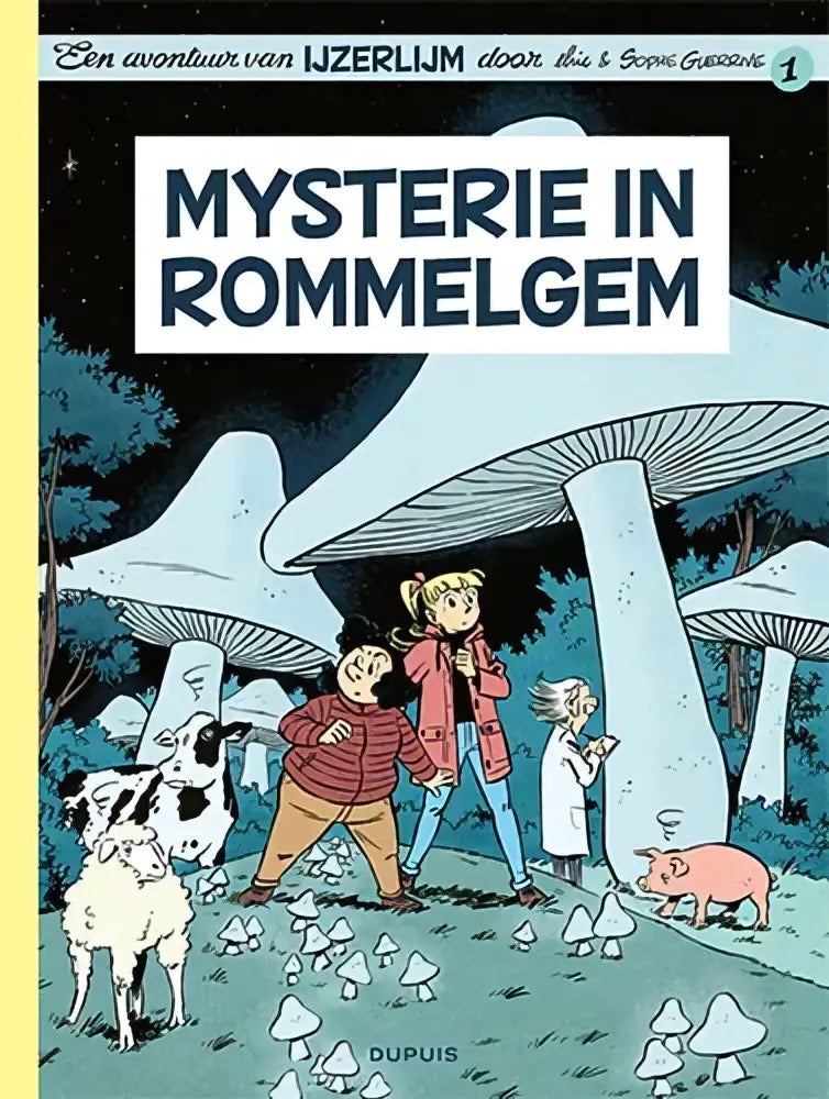 Whimsical children comic book cover mystery in rommelgem by sophie guerrive featuring colorful characters and forest animals