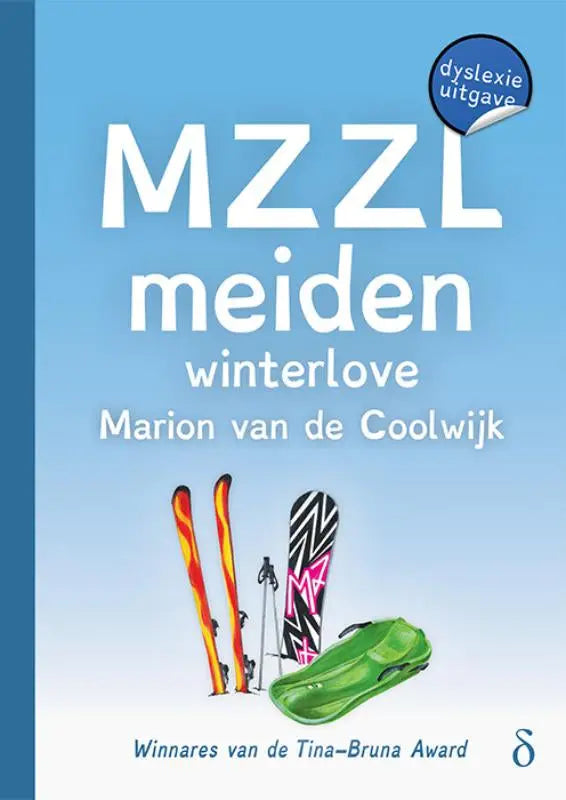 Het boek mzzl meiden winterlove mzzl meiden deel 8 door marion van de coolwijk heeft een blauwe kaft met skis en snowboard afbeeldingen