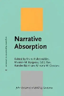 De boekomslag toont narrative absorption in moderne schreefloze letters op een minimalistische achtergrond van gedempt teal en zacht oranje