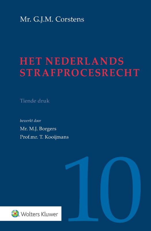 Blauw hardcover boek Het Nederlandse Strafprocesrecht 10e druk met rode letters en grote blauwe 10