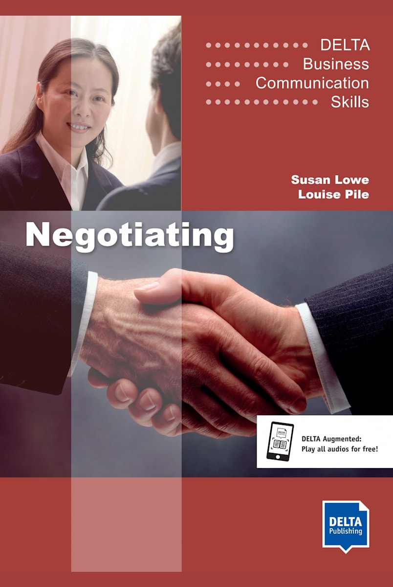 Rode en grijze boekcover Negotiating door Susan Lowe en Louise Pile, Delta serie