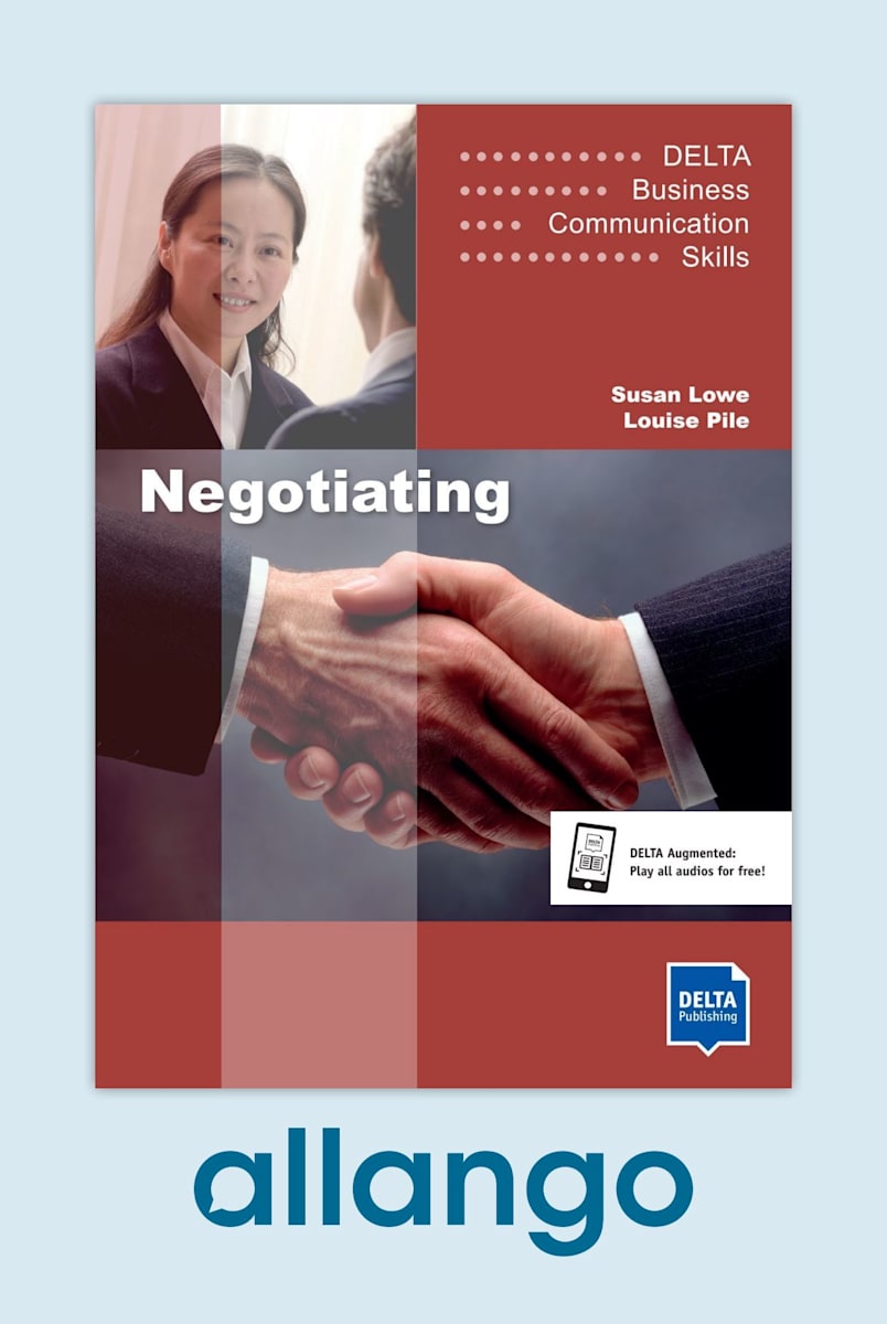 Omslag Negotiating B1–B2 digitale editie allango met handshake professionals