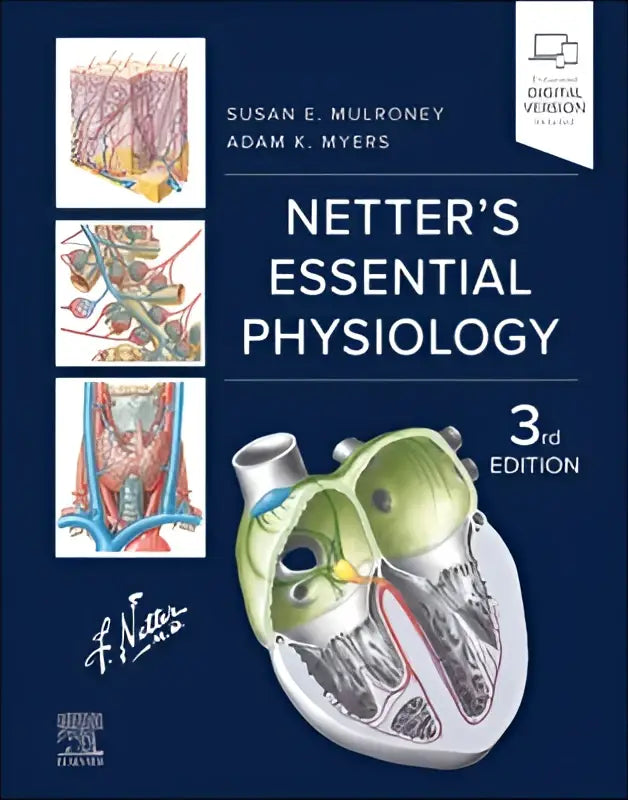 Netters essential physiology 3rd edition textbook with detailed anatomical illustration of human heart on cover