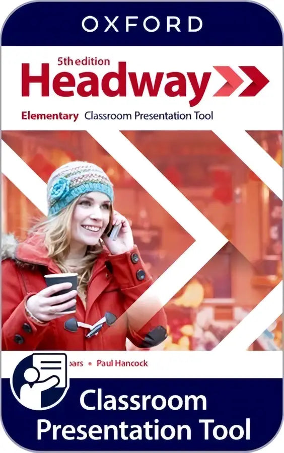 Oxford headway 5e classroom presentation tool met een vrouw in rood en blauw voor student’s book oefening onderwerpen en vaardigheden