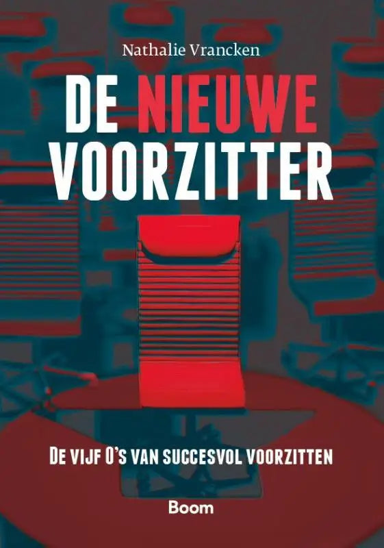 Een gedurfde rode bureaustoel met verticale latten tegen een gestileerde achtergrond voor succesvol voorzitten