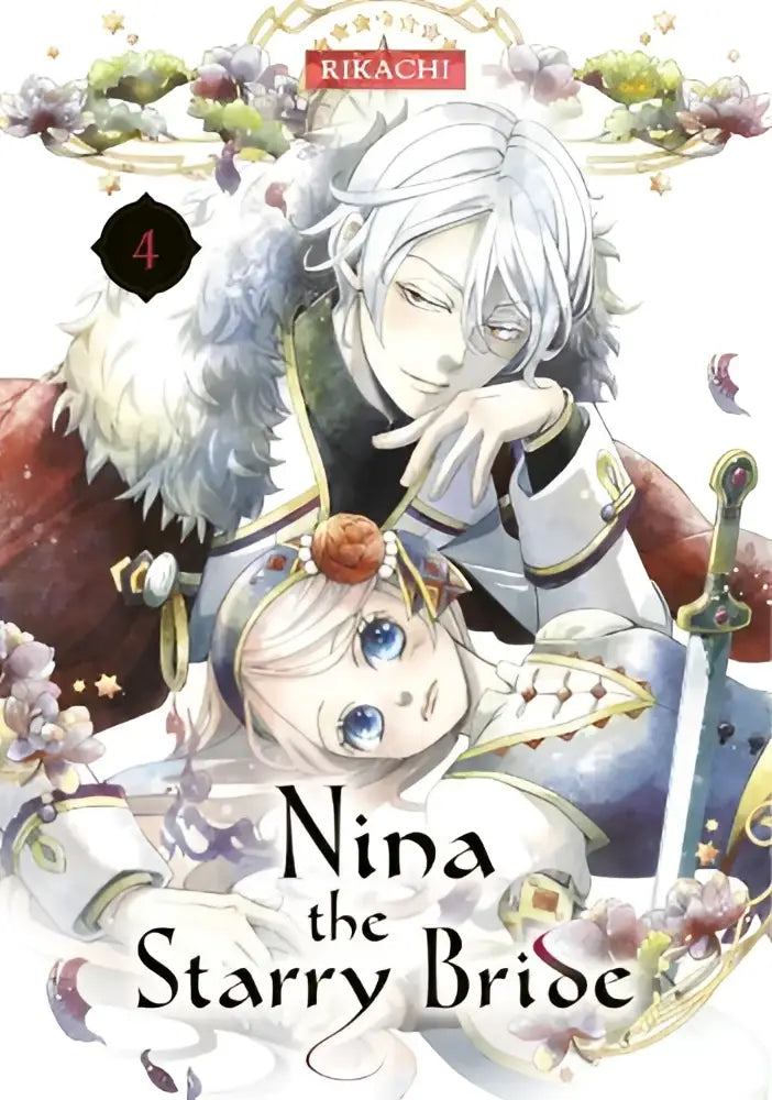 De cover van de manga nina the starry bride 4 door rikachi met twee karakters in fantasierijke kleding