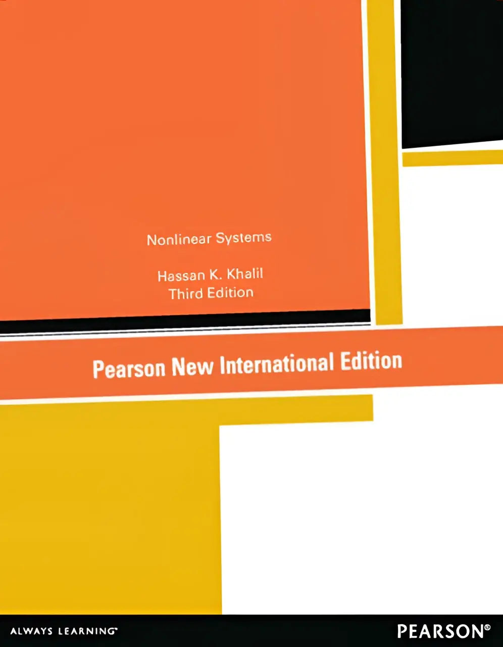 Oranje en gele geometrische patroon tekstboekomslag voor nonlinear systems van hassan k pearson new international edition