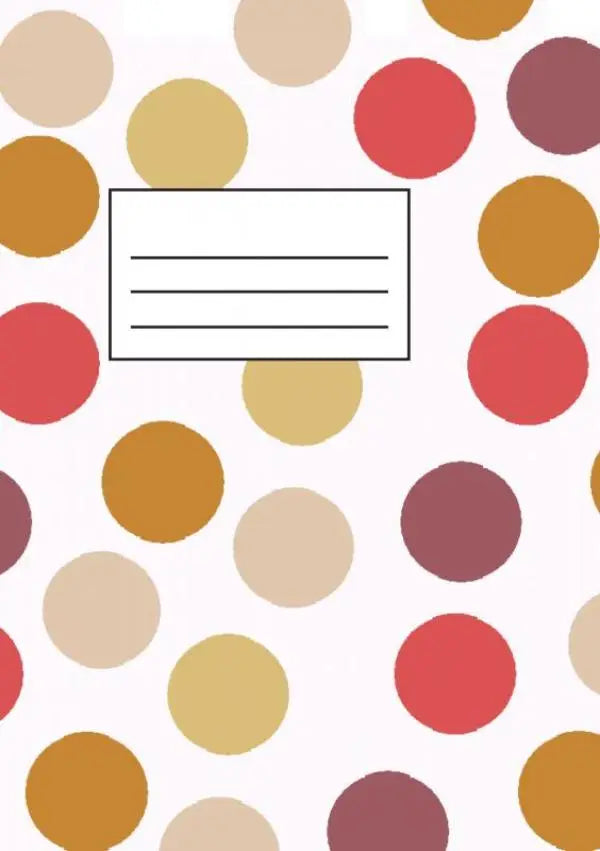 Witte notebook met speels patroon van overlappende polka dots in warme tinten met space for doodles en schetsen