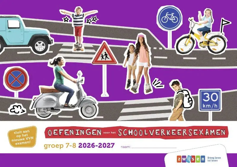 Zilveren scooter met bruine zitting en chroom accenten voor oefeningen schoolverkeersexamen