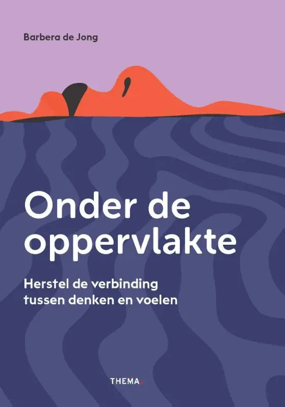 Boekcover met gestileerde oranje en zwarte landvormen uit diepblauw water en titel onder de oppervlakte herstel verbinding