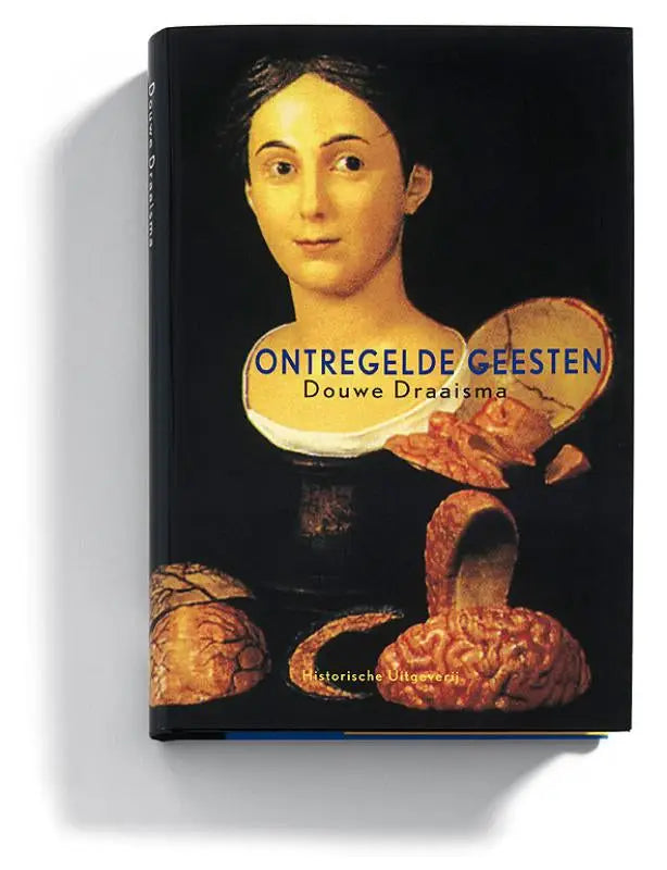 Zwarte hardcover boek ontregelde geesten door douwe draaisma met portret vrouw en illustraties van gescheurde hersenen psychologie algemeen