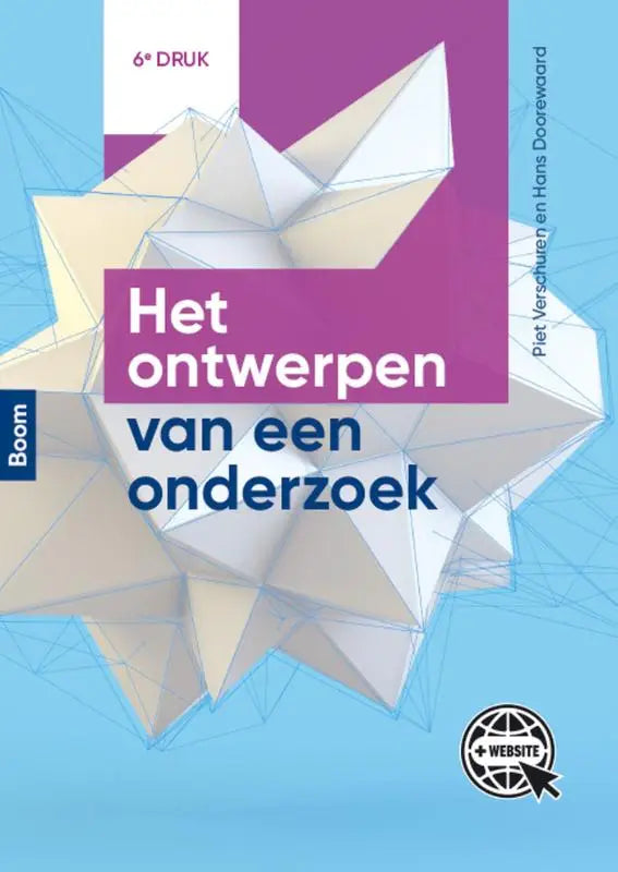 Het ontwerp van een onderzoek boek van hans doorewaard en piet verschuren met origami-ster en paarse banner, koninklijke boom uitgevers