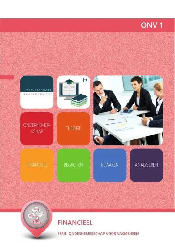 Roze getextureerde kaft van het onv 1 studieboek voor financiële ondernemerschap