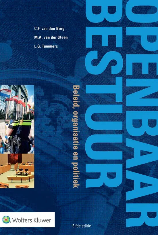Blauw hardcover boek openbaar bestuur beleid organisatie politiek 11e druk c.f over nederlands openbaar bestuur