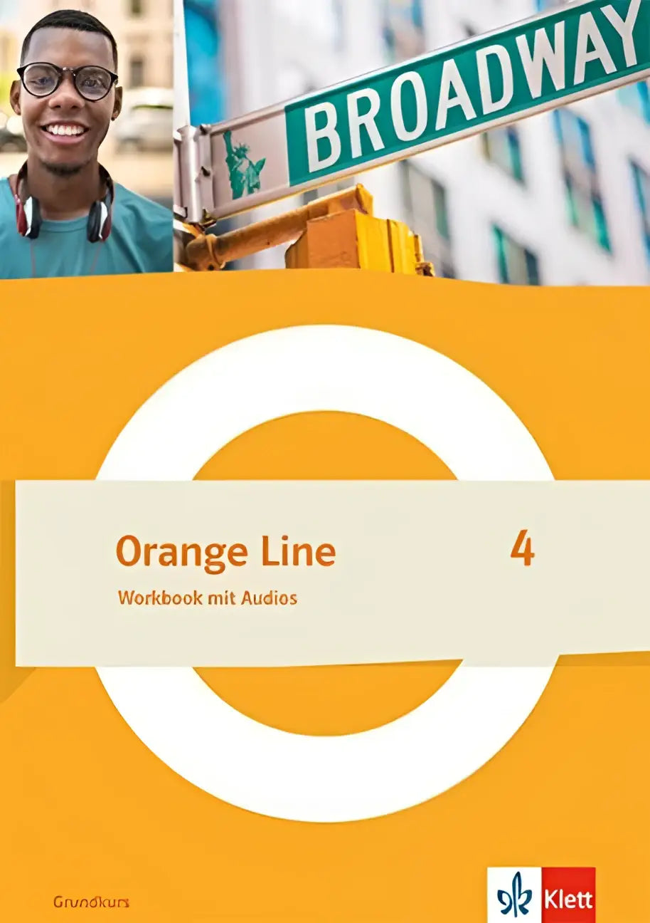 Oranje lijn 4 grundkurs workbook mit audios klasse 8 met oranje omslag voor taalonderwijs