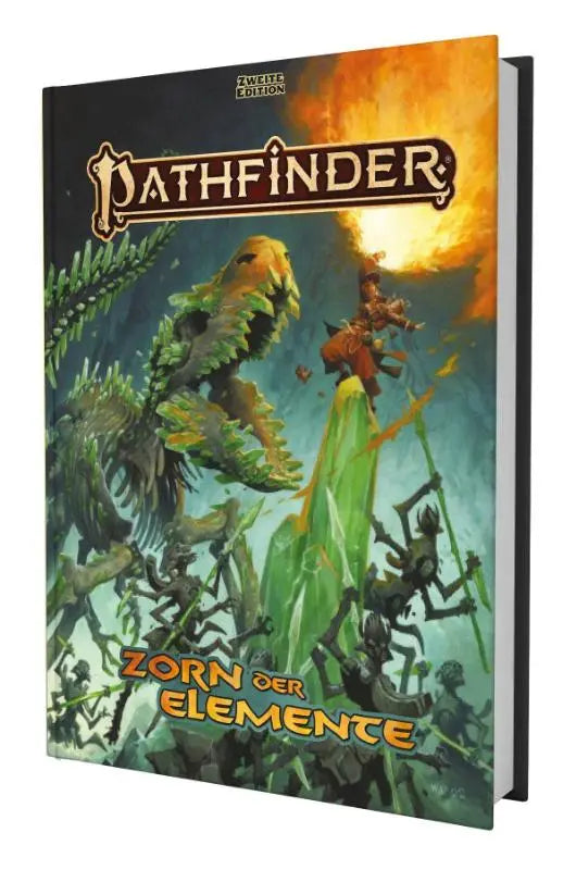 Padfinder 2 - zorn der elemente boek met levendige omslag van een vurige elementaire gevechtsscene