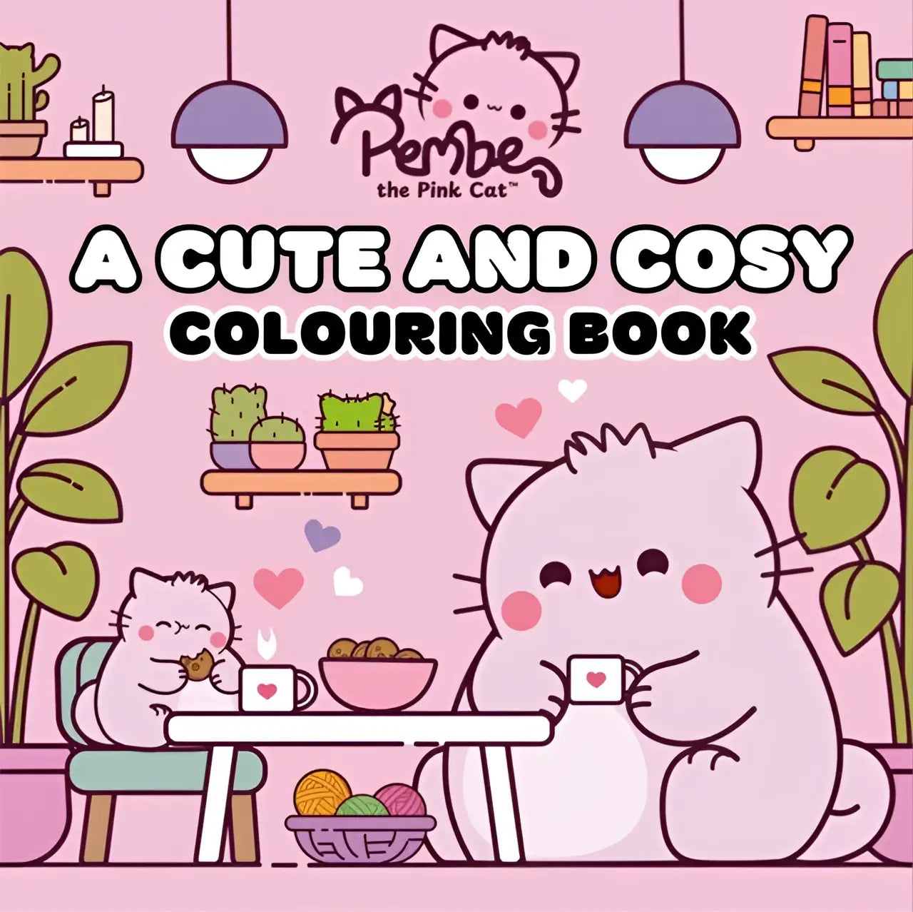 Pembe the pink cat een leuke en gezellige kleurboek met een schattige roze kat en katten die thee en snacks genieten