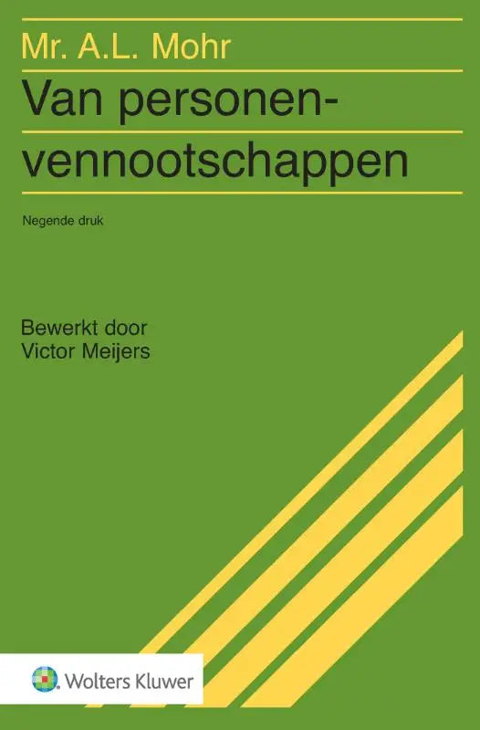 Groen boek cover met gele diagonale strepen en zwarte en gele tekst van personenvennootschappen door wolters kluwer nederland