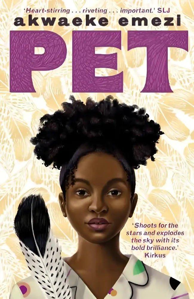 De boekcover toont de levendige paarse titel pet met de auteur akwaeke emezi voor de speculative ya from the sunday times bestseller