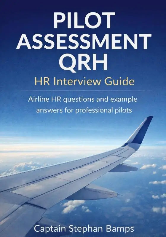 Blauw witte vliegtuigvleugel tegen een hemelachtergrond voor pilot assessment qrh en hr interview gids