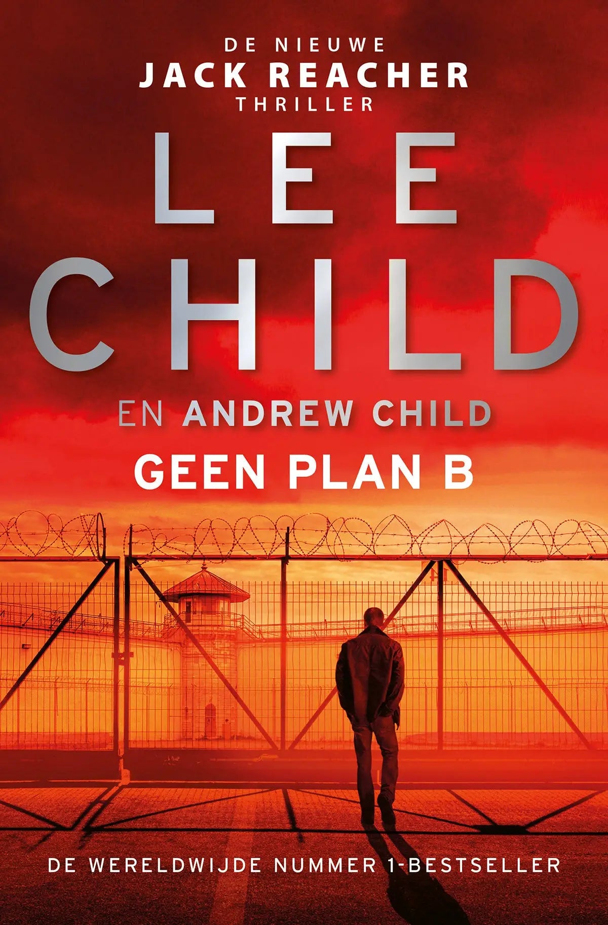 Boek cover van geen plan b door lee child met jack reacher en barbed wire afbeelding uitgegeven door luitingh sijthoff