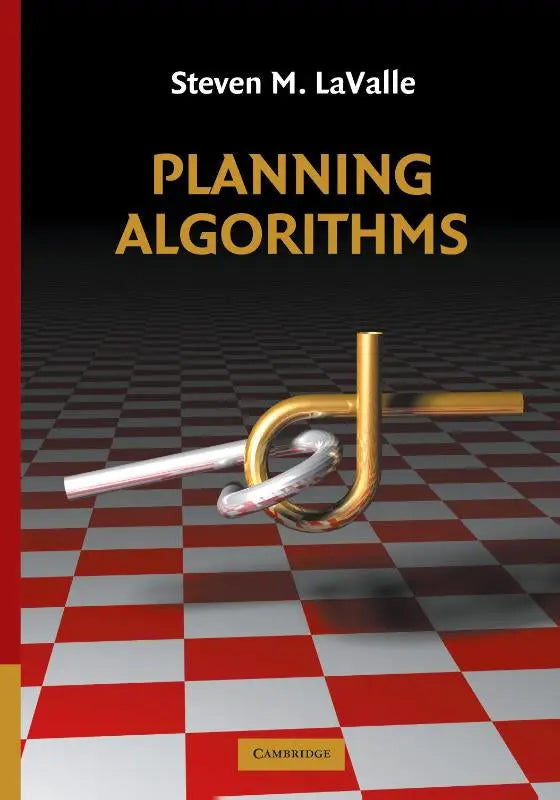 Cover van het boek planning algorithms met een gouden en zilveren metalen knoopontwerp gericht op robotics en computer graphics
