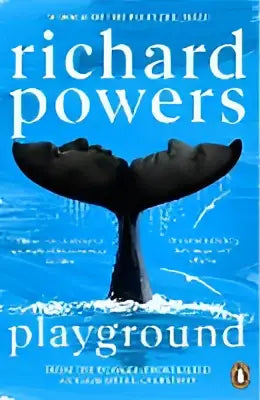 Boekcover Playground van Richard Powers met blauwe walvisstaarten op ijs