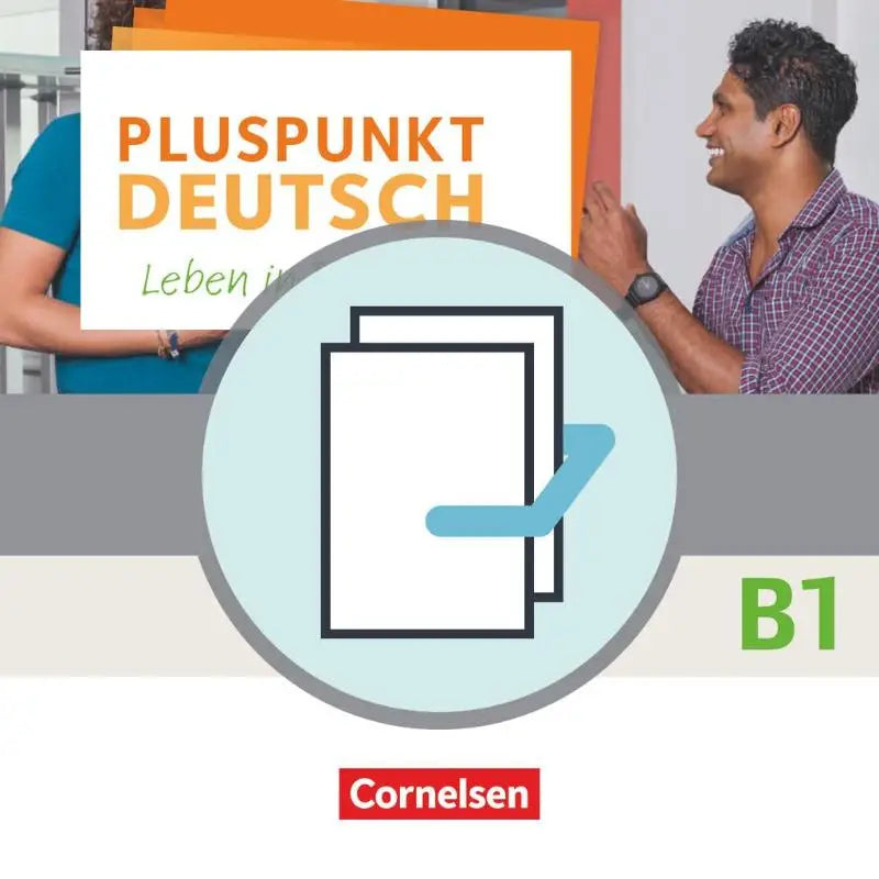 Pluspunkt deutsch b1 arbeitsbuch und kursbuch mit oranje en witte tekst voor leven in deutschland studiemateriaal