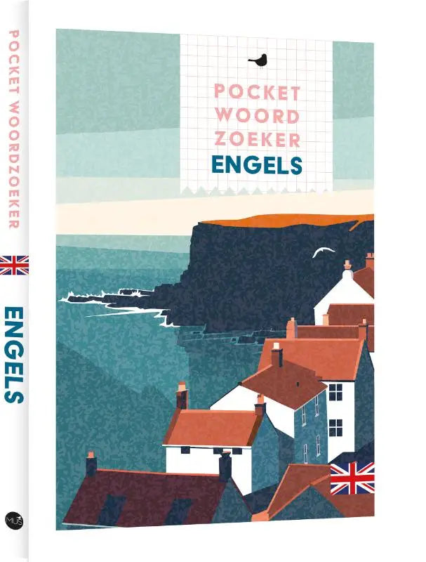 Compact pocket woordzoeker engels dictionary with vintage coastal village design on cover for dutch-english learning