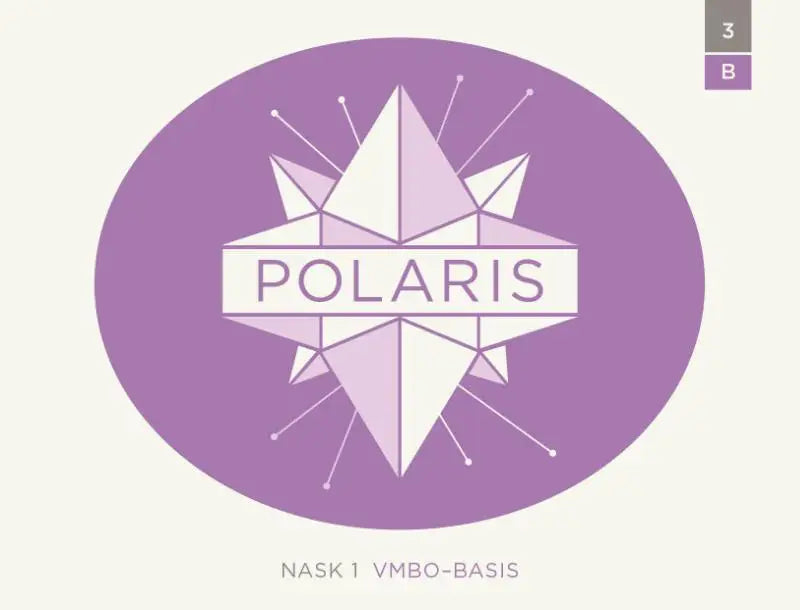 Paarse ovale polaris nask1 logo met geometrisch sterrenontwerp en witte tekst op een centraal lint