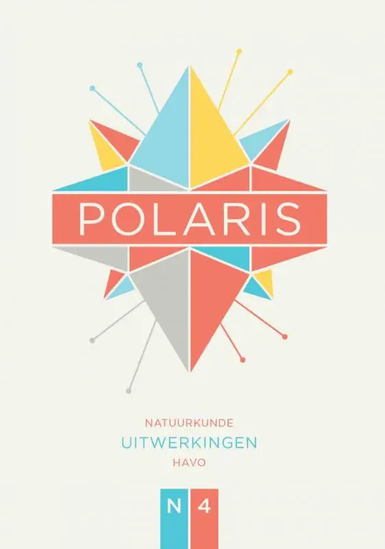 De cover van polaris natuurkunde toont een levendig geometrisch logo met driehoeken in blauw geel rood en grijs
