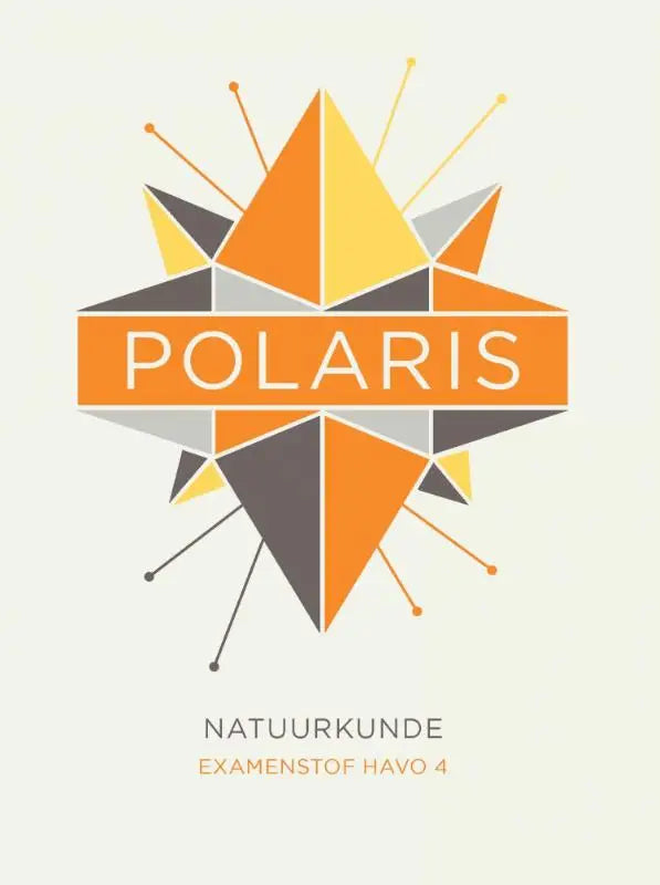Het polaris natuurkunde logo toont een geometrische ster van oranje, geel, grijs en zwart in een productdesign