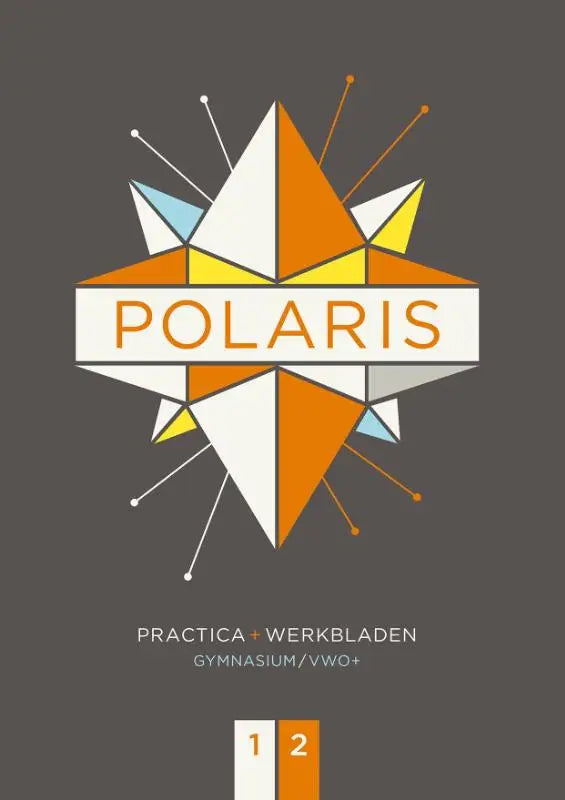 Het logo van POLARIS natuurkunde en scheikunde toont een geometrische ster met oranje, wit, geel en lichtblauwe driehoeken