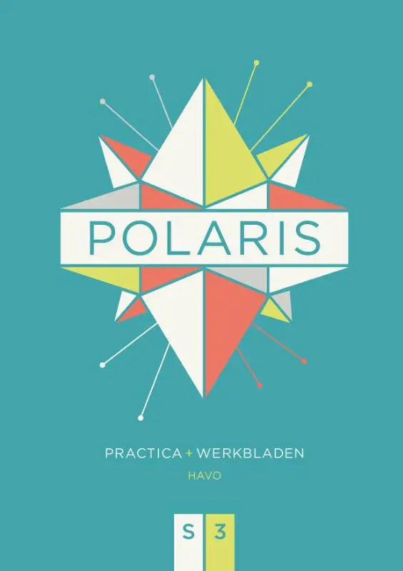 Polaris scheikunde s3 havo werkboek met geometrisch sterontwerp in wit rood geel op groenblauwe achtergrond