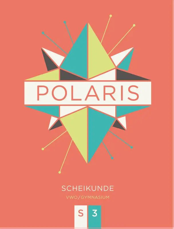 Polaris scheikunde logo met geometrisch sterontwerp in teal limegroen en zwart op oranje achtergrond