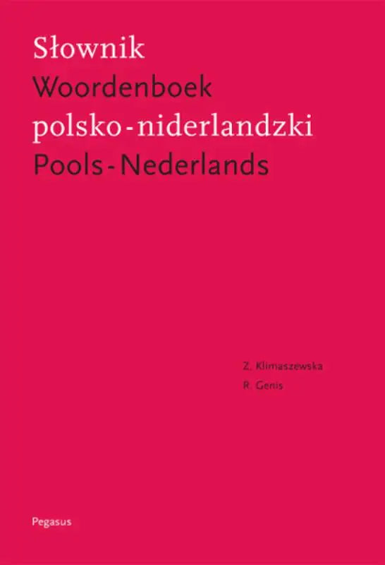 Vibrant rood polish-nederlands woordenboekrené genis en zofía klimaszewska met witte tekst op de omslag