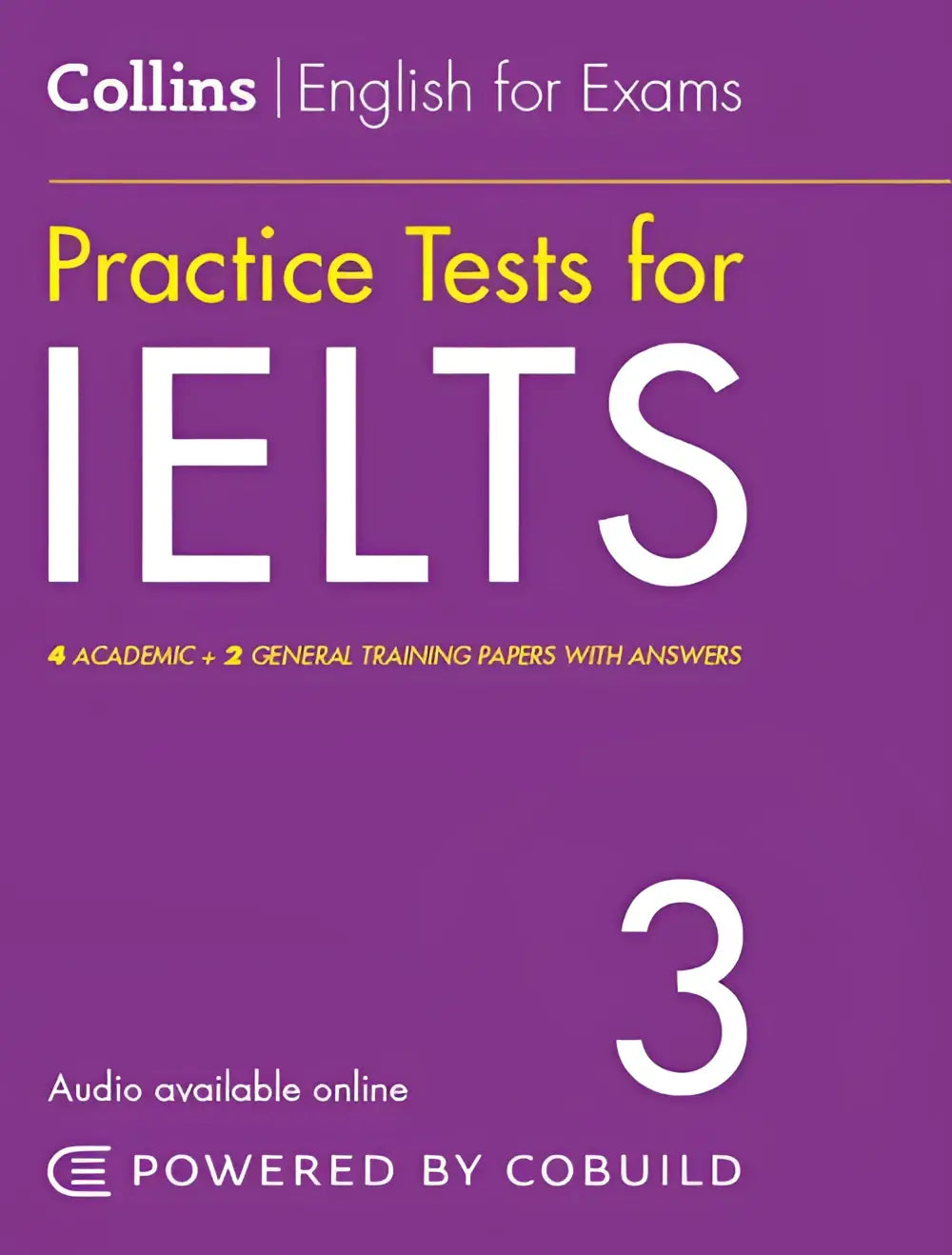 Paars collins engels oefenboek practice tests for ielts 3 met antwoorden en audio voor niveau 3 examens