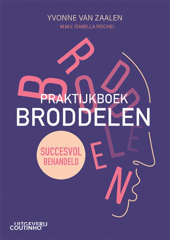 Praktijkboek broddelen: paarse kaft met witte en roze typografie en gestileerd gezicht