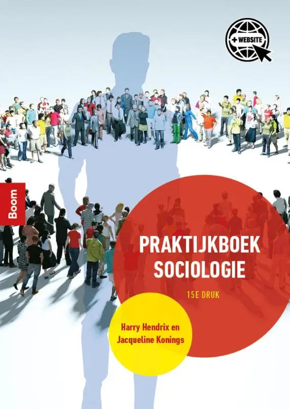 Praktijkboek sociologie met rood en geel cirkeldesign op cover door harry hendrix en jacqueline konings