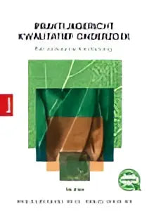Groene plastic deur met zwarte tekst en ronde logo’s op de achterkant van praktijkgericht kwalitatief onderzoek 3e druk