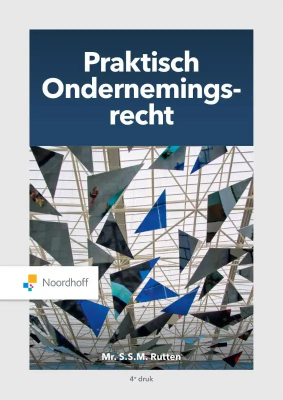 Blauwe en grijze geometrische driehoekige panelen in modern ontwerp voor praktisch ondernemingsrecht recht algemeen cover